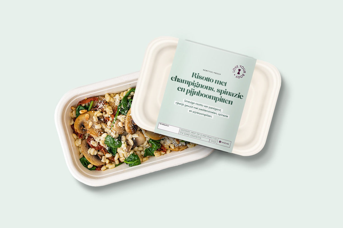 NewFysic Risotto met champignons, spinazie en pijnboompitten verpakking