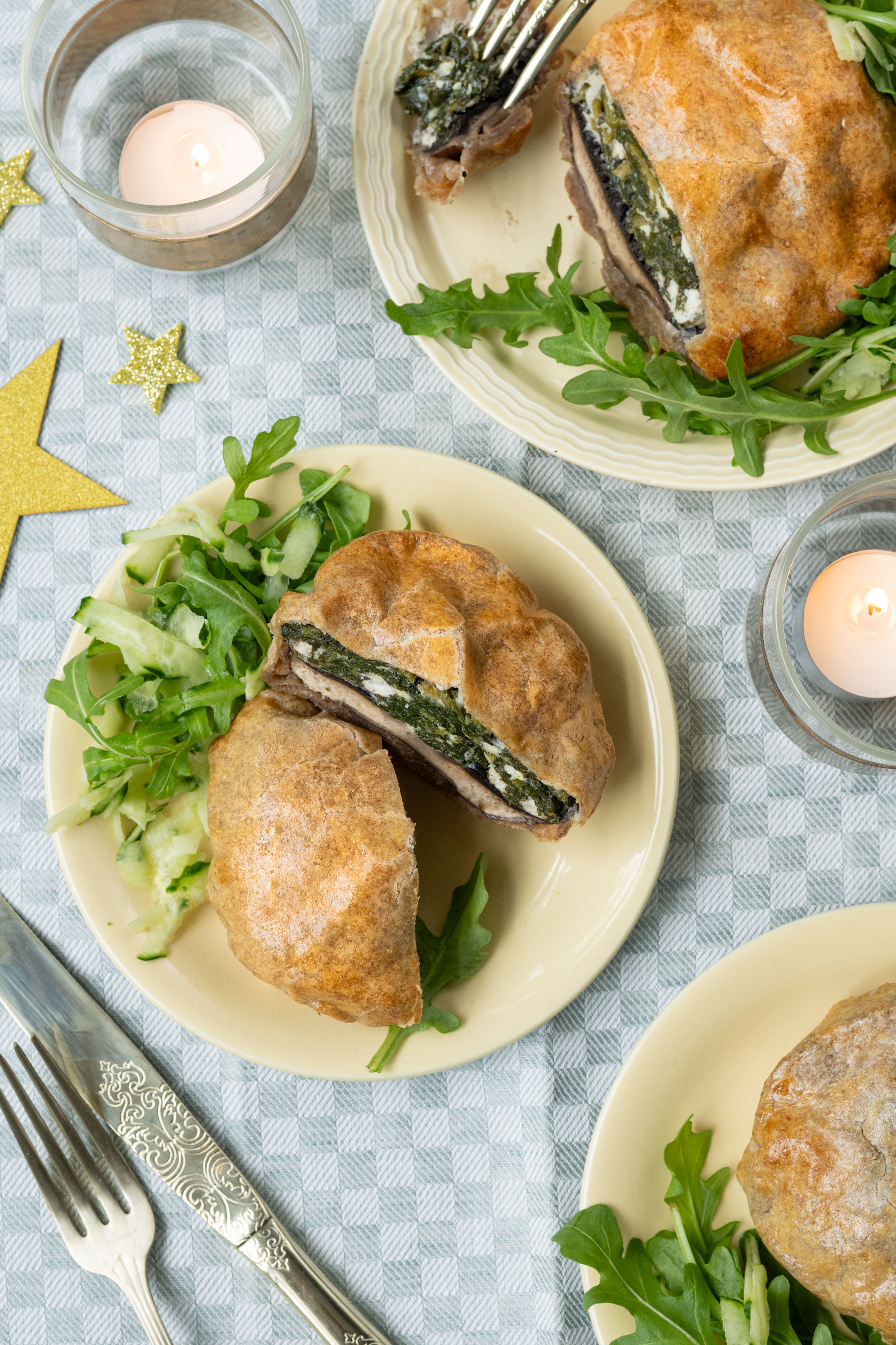 Portobello Wellington met spinazie en feta