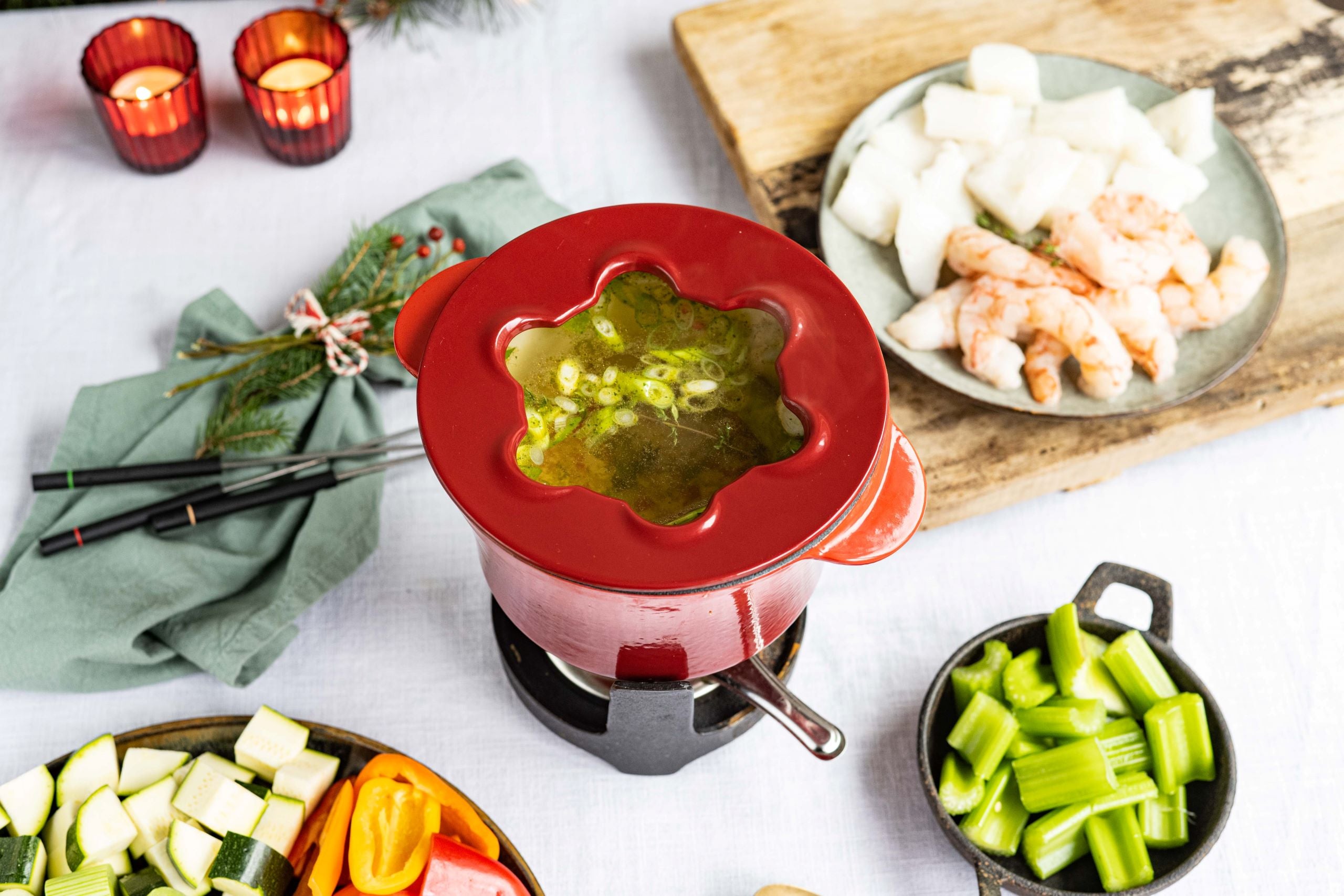 Vis- en groentefondue