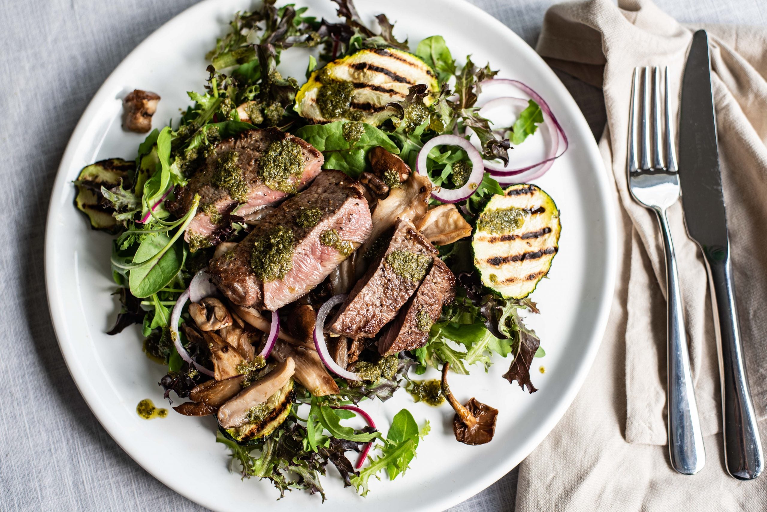 Herfstsalade met biefstuk